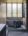 Freestanding Oval Terrazzo Stone Bath 1500mm – Dark Grey | Handmade