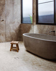 Freestanding Oval Terrazzo Stone Bath 1500mm – Light Grey | Handmade