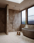 Freestanding Oval Terrazzo Stone Bath 1500mm – Light Grey | Handmade