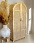Arch Teak & Rattan Wardrobe - Full Hanging | Made To Order