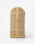 Arch Teak & Rattan Wardrobe - Full Shelves
