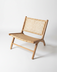 Caba Woven Rattan + Teak Lounger Chair