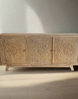 Blossom White Wash Carved Teak Sideboard - 180cm Length