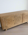 Blossom White Wash Carved Teak Sideboard - 180cm Length