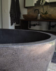 Freestanding Oval Terrazzo Stone Bath 1500mm – Dark Grey | Handmade