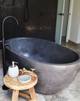 Freestanding Oval Terrazzo Stone Bath 1500mm – Dark Grey | Handmade