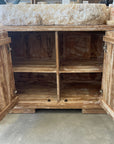 Fluted Curved Teak Vanity - Length 120cm