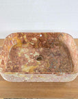 Hammered red marble stone basin – rectangle – Paradise Living Co.