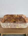 Hammered red marble stone basin – rectangle – Paradise Living Co.