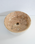 Hammered blush marble stone basin – round – Paradise Living Co.