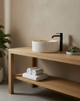 Hammered blush marble stone basin – round – Paradise Living Co.