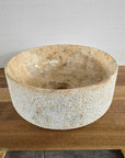 Hammered blush marble stone basin – round – Paradise Living Co.
