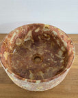 Hammered red marble stone basin – round – Paradise Living Co.