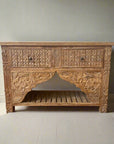 Kalak White Wash Carved Teak Vanity - 120cm Length