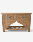 Kalak White Wash Carved Teak Vanity - 120cm Length