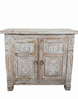 Kediri White Wash Carved Teak Vanity 900mm