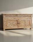 Kediri White Wash Carved Teak Vanity 150cm | 2 Door