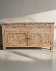 Kediri White Wash Carved Teak Vanity 150cm | 2 Door