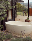 Freestanding Oval Terrazzo Stone Bath 1500mm – Sandy White | Handmade