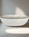 Oval Semi Polished Natural Marble Stone Bath | Made To Order