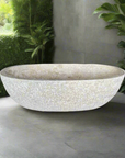 Oval Semi Polished Natural Marble Stone Bath | Made To Order