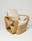 Natural Midcentury Six Strand Rattan Arm Chair