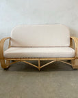 Natural Pretzel Rattan 2 Seater Lounge - Cream Cushion | Made To Order