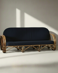 Caramel Pretzel Rattan 3 Seater Lounge - Black Cushion | Made To Order
