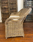 Rattan Curved Grey 2 Seater Chair | Made To Order