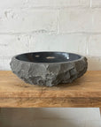 Chisel andesite stone basin – round – 45cm diameter – Paradise Living Co.
