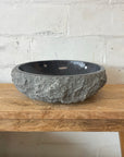 Chisel andesite stone basin – round – 45cm diameter – Paradise Living Co.