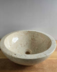 Beige marble stone basin – round – Paradise Living Co.