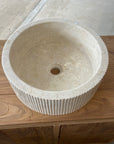 Ribbed marble stone basin – round – Paradise Living Co.