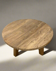 Round Rustic Teak Coffee Table 90 x 45cm