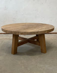 Round Rustic Teak Coffee Table 90 x 45cm
