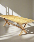 Rustic Teak Timber Cross Leg Dining Table 2m x 1m | Made To Order