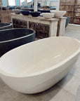 Freestanding Oval Terrazzo Stone Bath 1750mm – Sandy White | Handmade