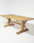 Teak Timber Cross Leg Dining Table 2m x 1m
