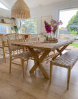 Rustic Teak Timber Cross Leg Dining Table 2m x 1m | Made To Order