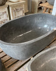 Freestanding Oval Terrazzo Stone Bath 1750mm – Concrete Grey | Handmade