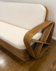Midcentury Six Strand Rattan 3 Seater Lounger - Caramel | Made to Order