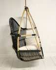 Round Single Cane Hanging Chair - Black & Natural | Made To Order