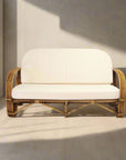 Caramel Pretzel Rattan 2 Seater Lounge - Cream Cushion | Made To Order