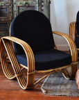 Caramel Pretzel Rattan Arm Chair - Black Cushion | Made To Order