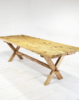 Rustic Teak Timber Cross Leg Dining Table 2m x 1m | Made To Order