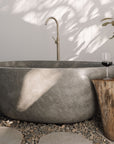 Freestanding Oval Terrazzo Stone Bath 1500mm – Light Grey | Handmade