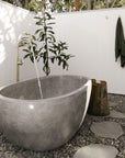 Freestanding Oval Terrazzo Stone Bath 1500mm – Light Grey | Handmade