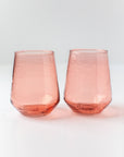 Handblown Hammered Glass Water Tumbler - Set of 2: Blush