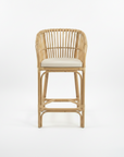 Amber Curved Rattan Bar Stool