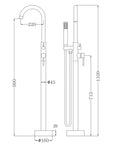 Otus Bath Filler & Hand Shower Floor Mixer - Brushed Gold | Pre Order